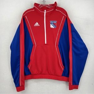 New York Rangers NHL Adidas Team Retro Fleece 1/4 Zip Pullover - Size XL Red